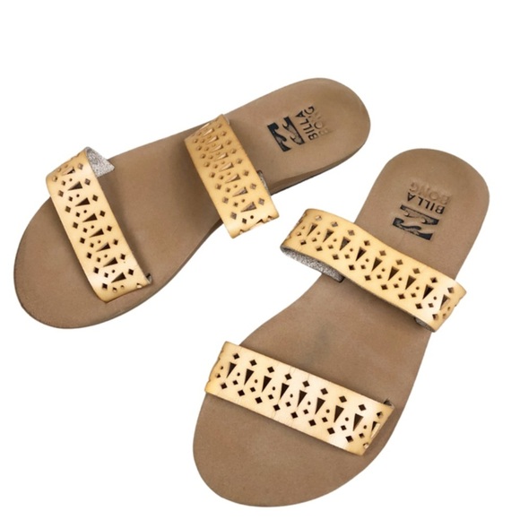 Billabong Women’s Tan Tribal Cut Out Double Strap Slip on Summer Sandals - Picture 7 of 8
